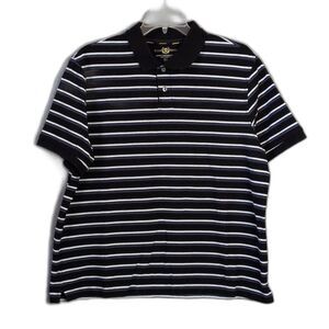 Club Room Estate Performance Black Blue White Stripe Polo Men's XL